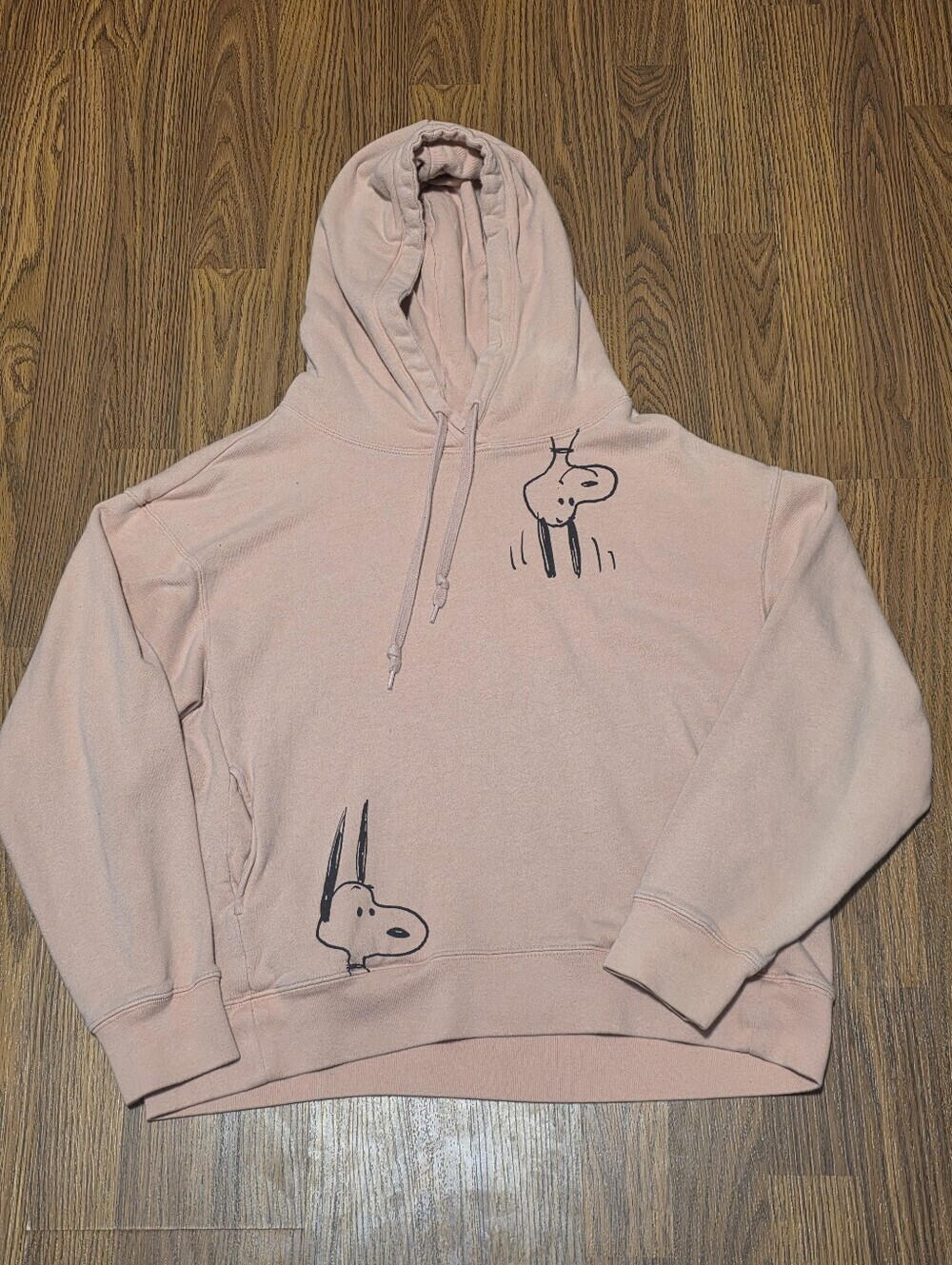 Uniqlo x Peanuts Snoopy Pink Graphic Hoodie Sweatshirt Schulz Women Size S A92